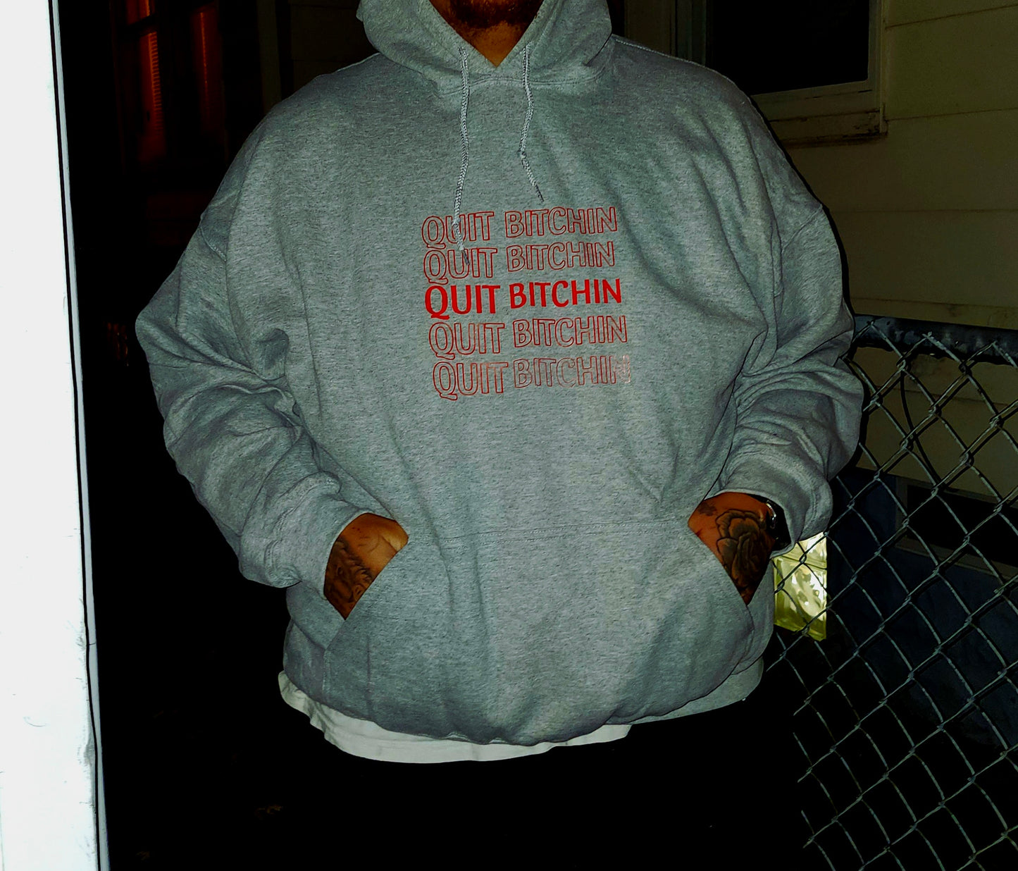 Quit Bi***in Grocery Logo Pull Over Hoodie