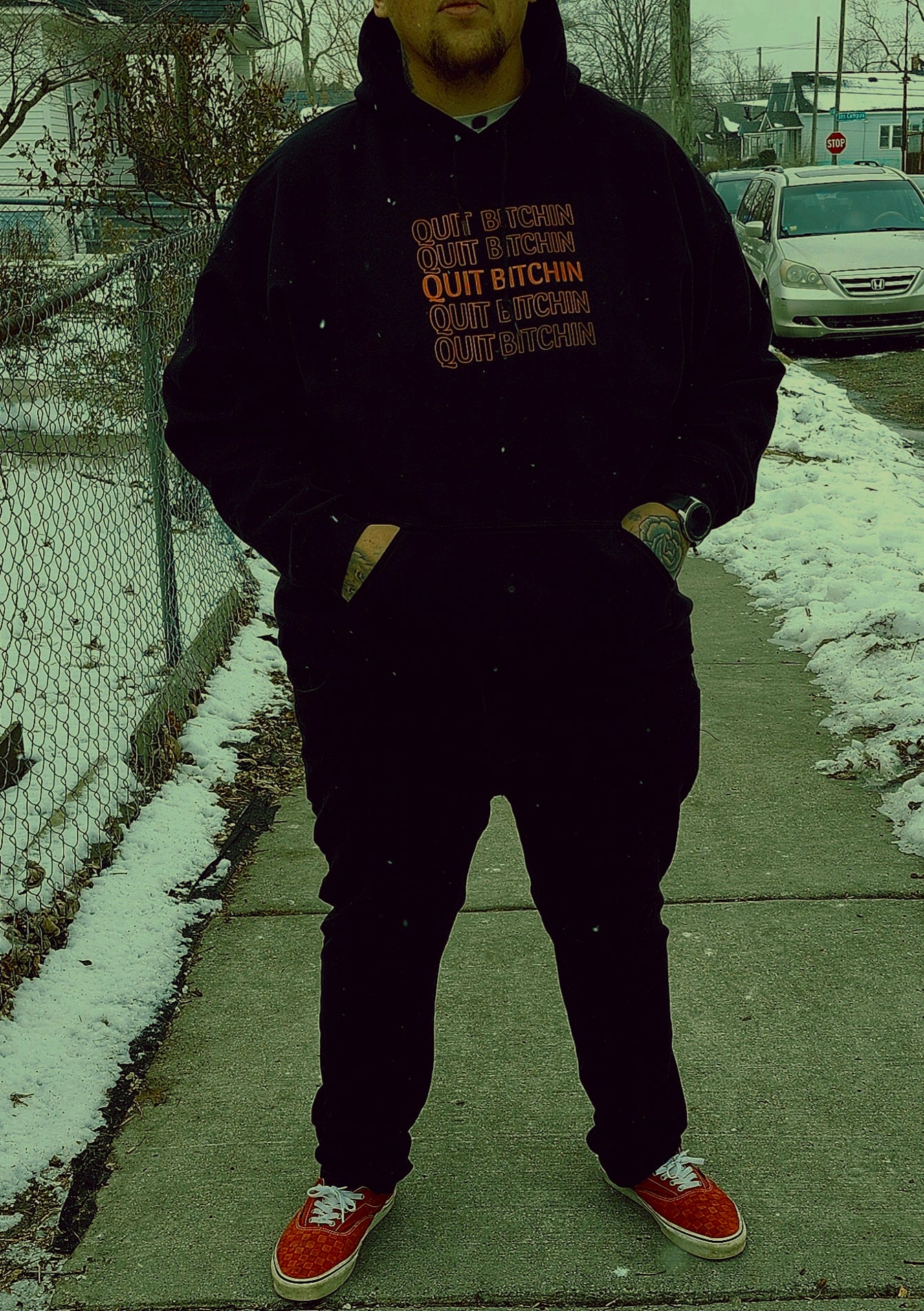 Quit Bi***in Grocery Logo Pull Over Hoodie